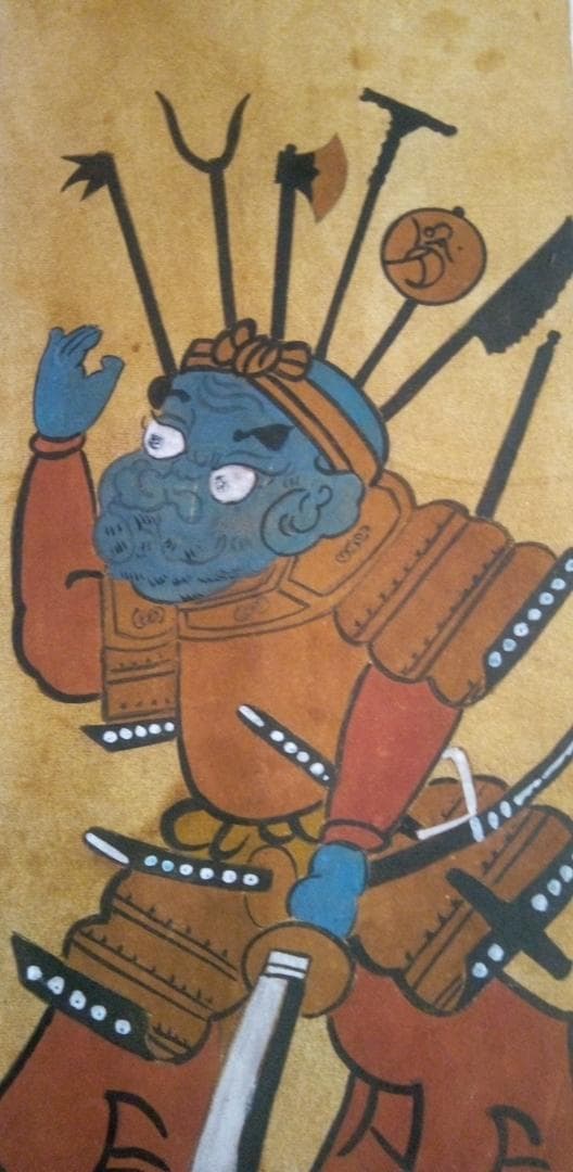 模写大津絵、長刀弁慶、額付き