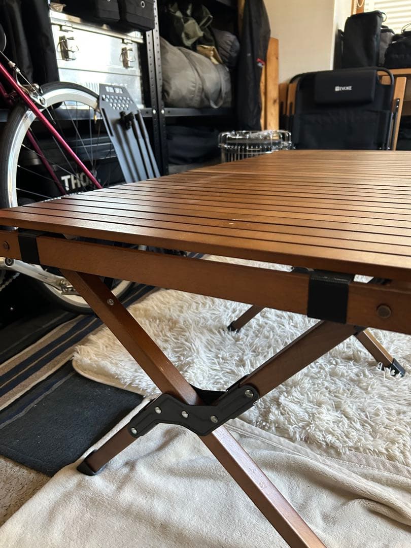 Hilander ウッドロールトップテーブル ダークブラウン