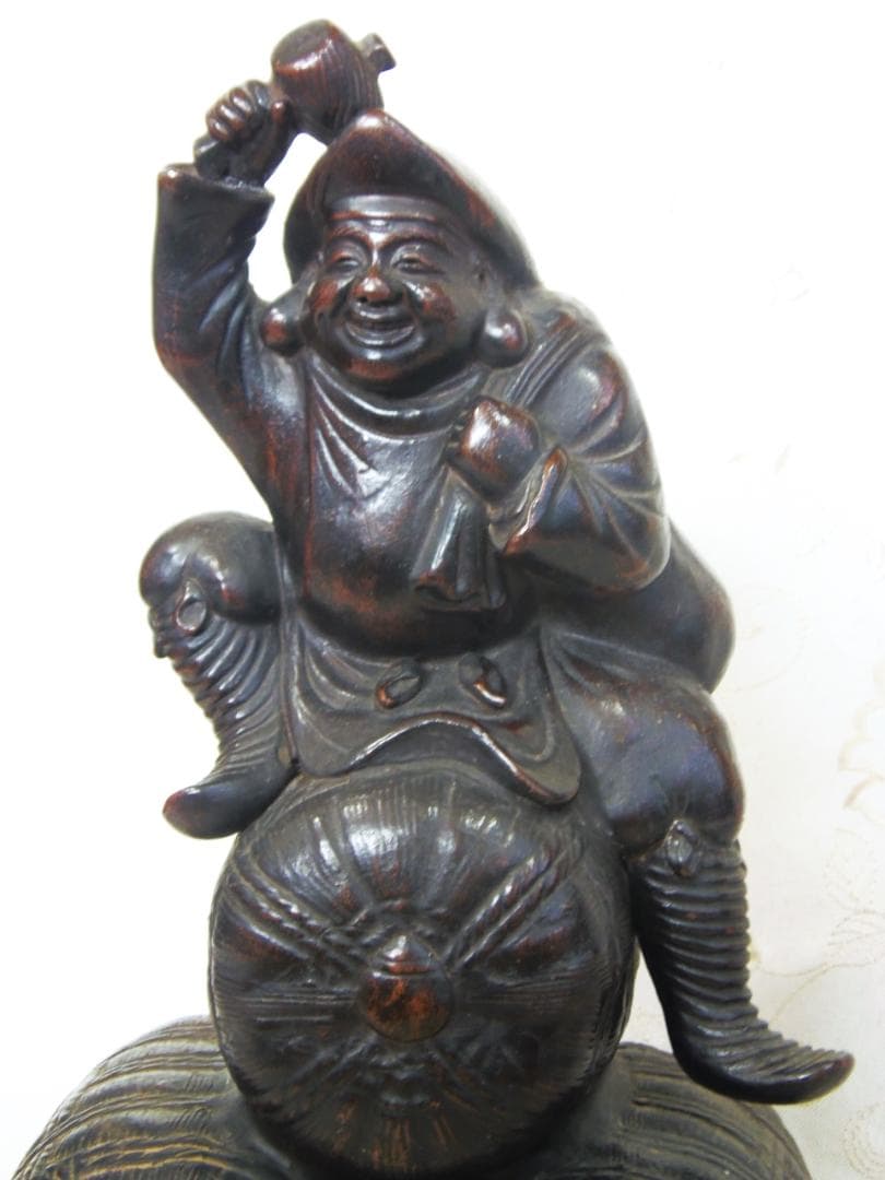 高31cm 古備前 七福神 俵大黒天 大黒様 置物 縁起物 古美術 骨董品 開運