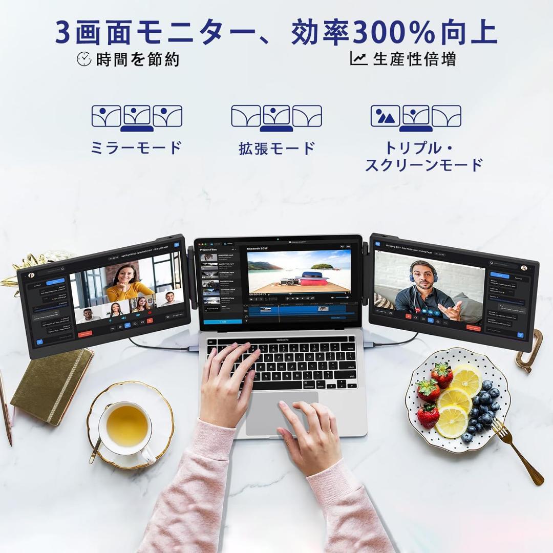 14インチ デュアルディスプレイ ポータブルモニタ 2画面 トリプルモニター