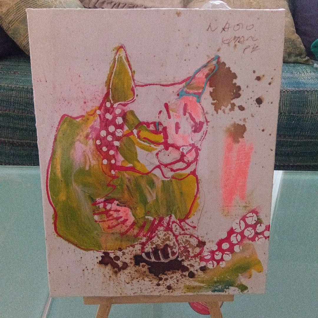 原画　北村直登　「作品20190」 猫の絵画 F3号