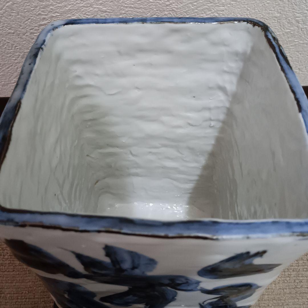 佐藤勝彦 陶器 花瓶 【天地悠遊】 四角形 大型 花器 筆文字デザイン 　希少