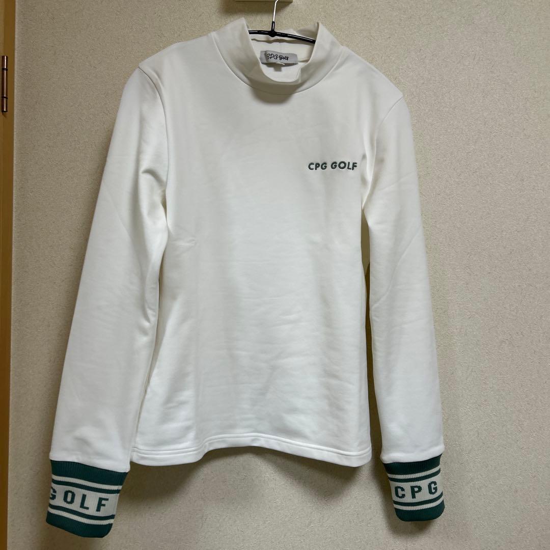 CPG GOLF リブロゴモックネック シャツ ホワイト