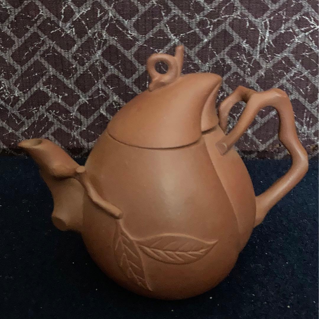 朱泥桃型茶心壷　朱泥急須　煎茶