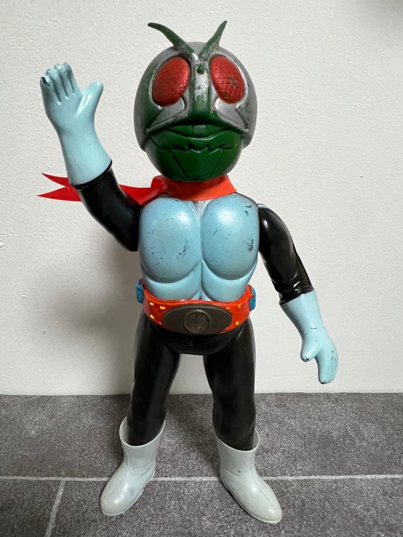 ポピー 仮面ライダー新1号 ソフビ ブリキベルト 2本線 当時物