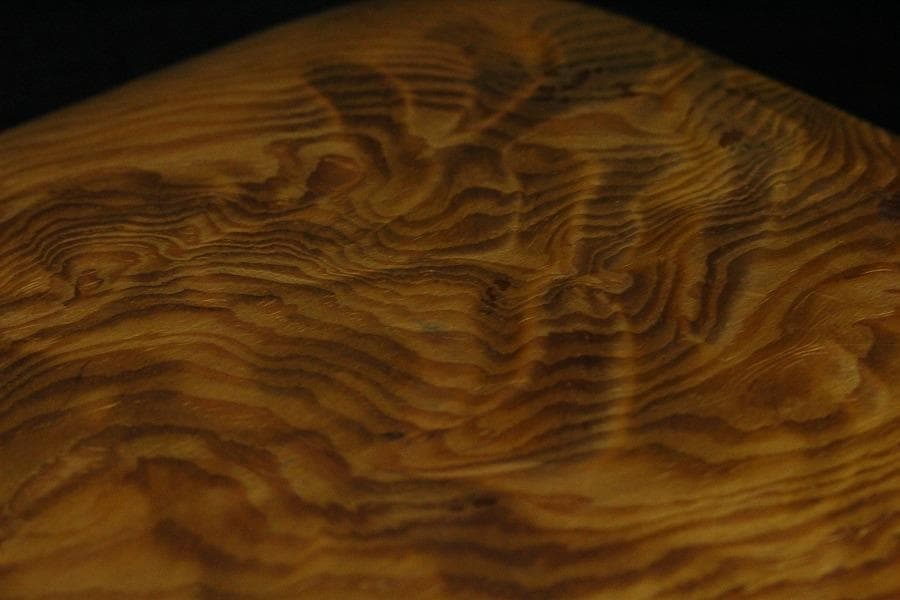 煎茶 松合利盆 古材 刳り貫き 盆 莨盆 作美 共箱(K-RC948)