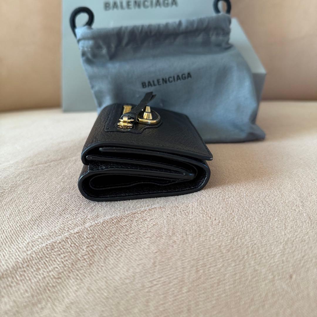 BALENCIAGA ブラックレザー 三つ折り財布