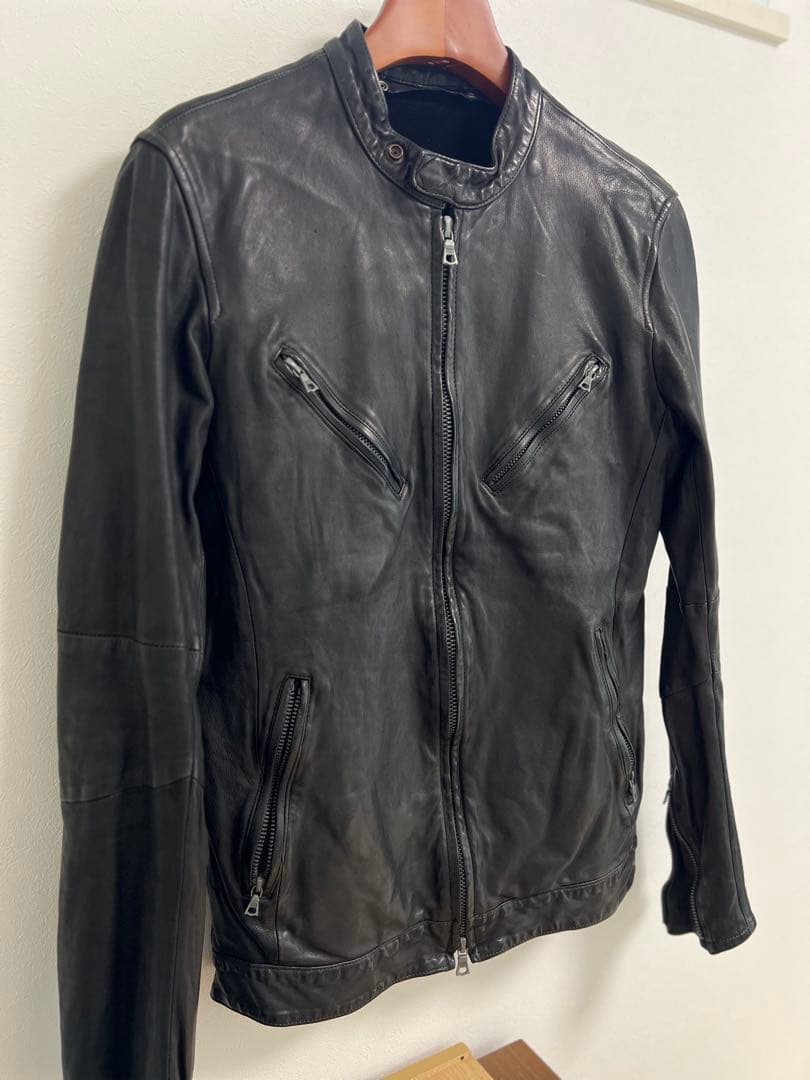 【希少】BACKLASH ドイツカーフシングルライダース XL 黒色