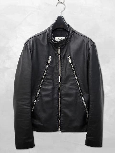 メゾンマルジェラ 14 レザー 5ジップ 8の字 ライダースジャケット 46