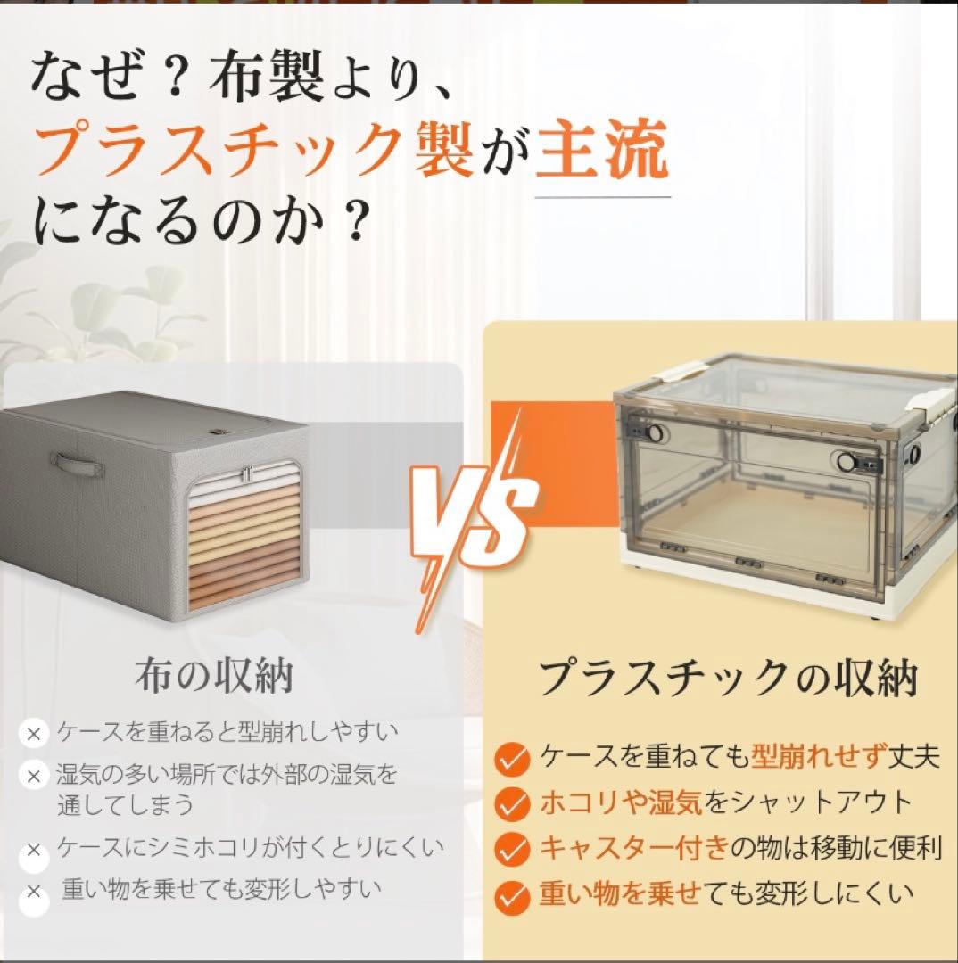 折りたたみ収納ボックス コンテナボックス キャスター付き 大容量 ホワイト 5個