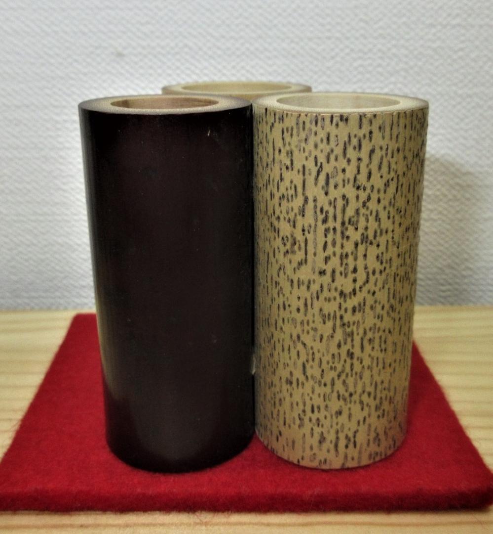 送料込【逢絢亭・新品】茶道具 竹三ツ輪蓋置 表千家好 木地 木製 宮下竹憲 共箱