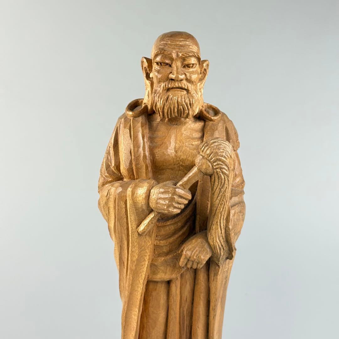古美術 作家物 在銘 達磨 木彫 人物像 彫刻 アンティーク