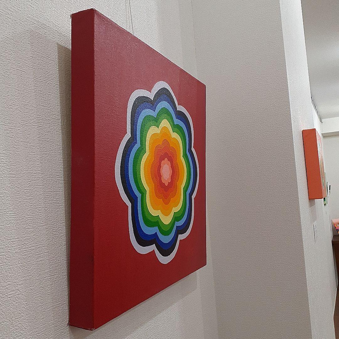 油絵　壁掛け曼荼羅　画家　小楠アキコ作品　サイズ40×40cm　三枚１セット