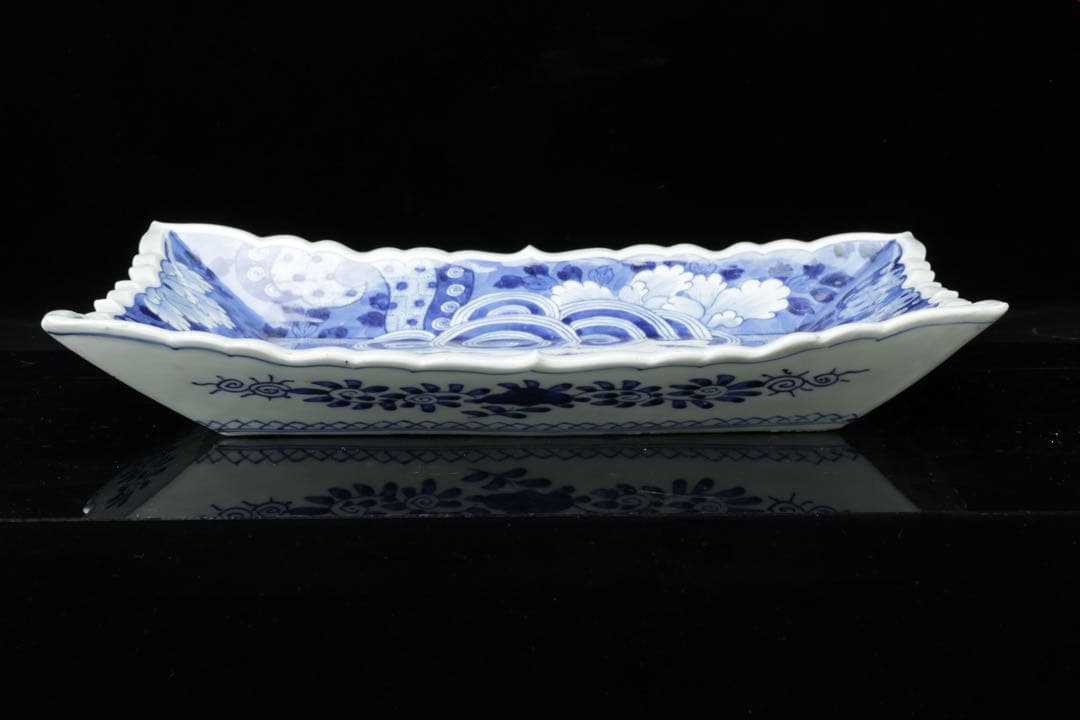 古伊万里 染付 唐獅子 大皿 角皿 飾皿 骨董品 古美術品 和骨董