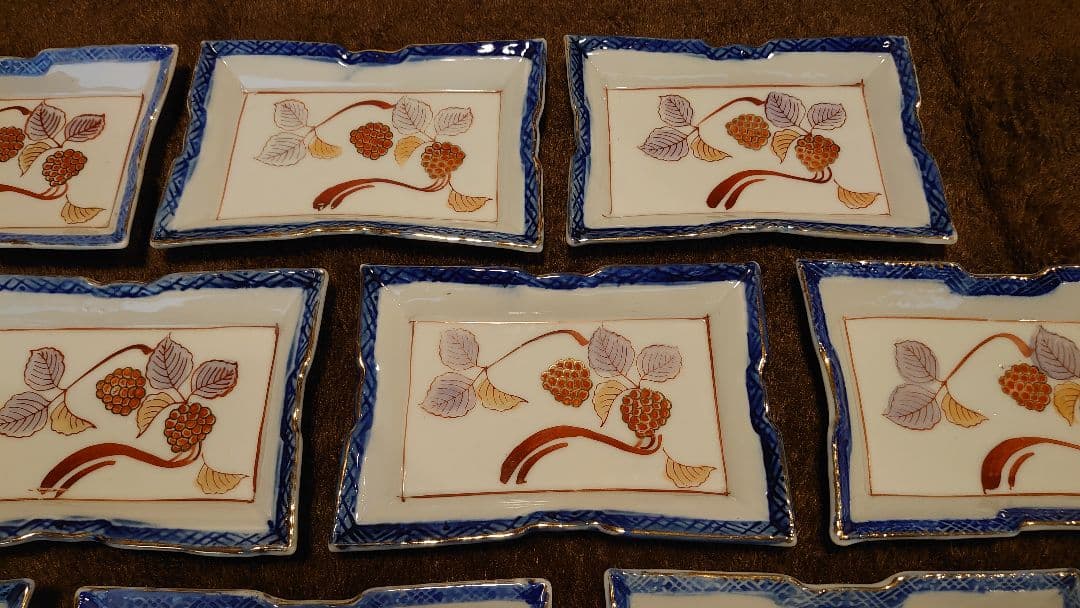 古伊万里　伊万里　色絵　角皿　菓子皿　蔵出し　１０客