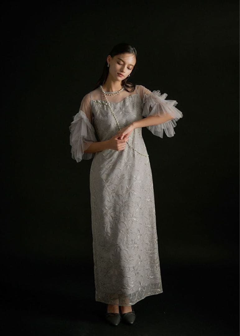 新品！LE'RURE Pearl motif embroidery dress