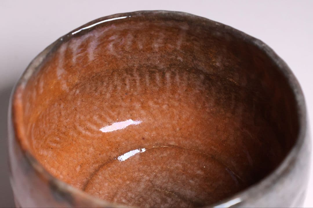 茶道具 二代 小川長楽 赤茶碗 共箱 共布 陶芸 陶器【MA914】