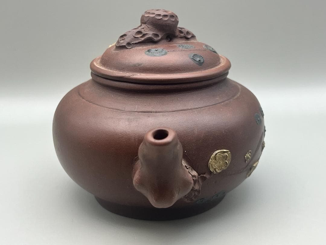 【海】中国美術品　紫砂壷　朱泥急須_11　在銘　時代品　美術品