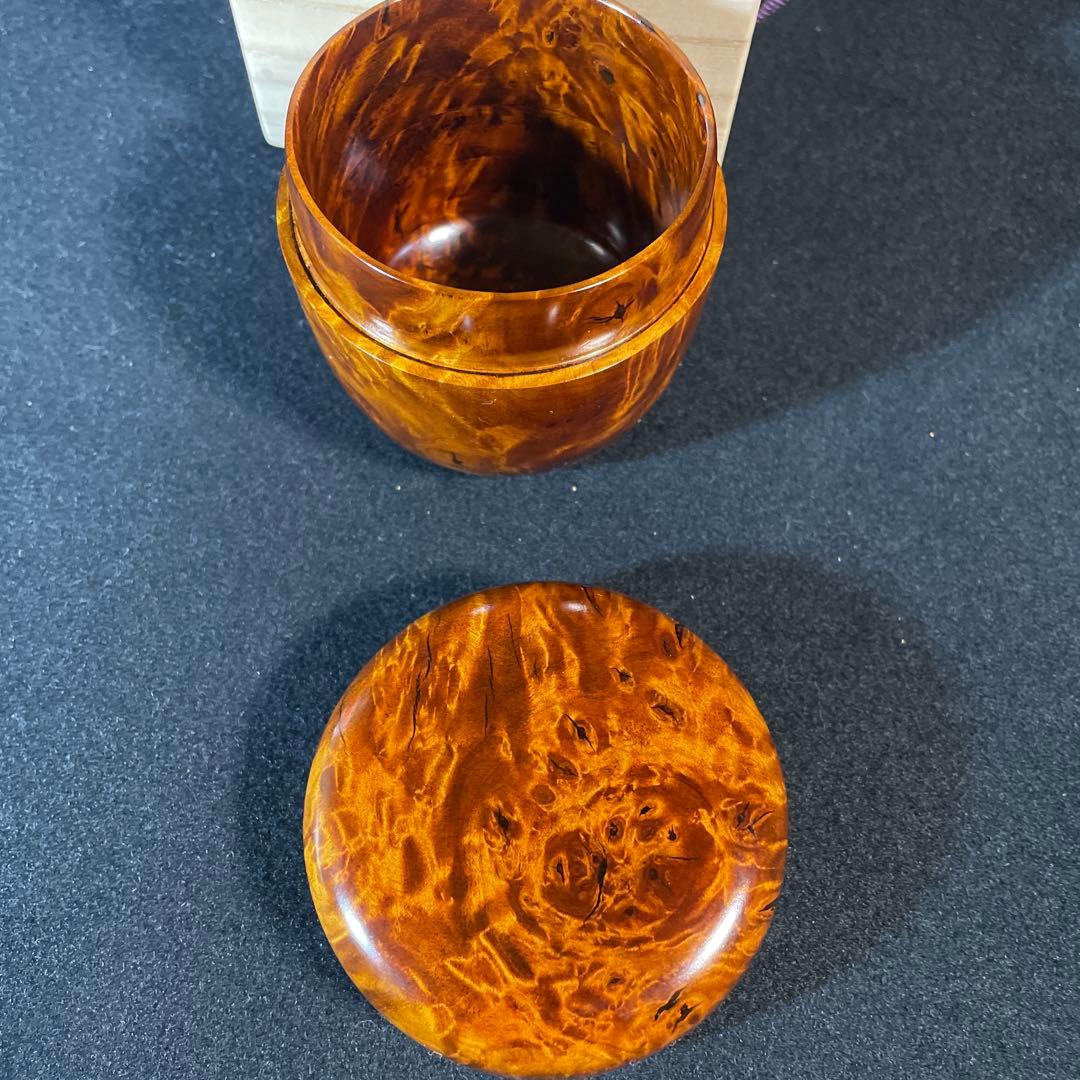 特上杢！ 棗なつめ　特上花梨瘤工芸品　蒔絵鳳と亀　長生き縁起物　茶入れ　茶道具
