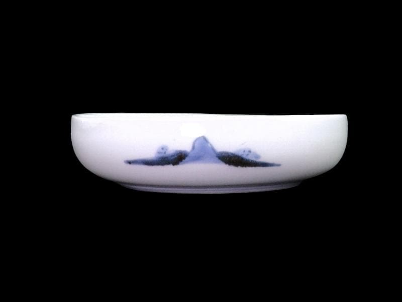 古伊万里　染付　船頭に帆掛け船の図　膾皿　5寸皿　B188AS-CUm