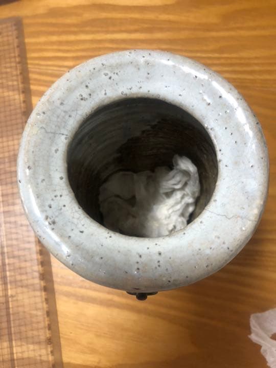 萩焼　十代三輪休雪　旅枕花入