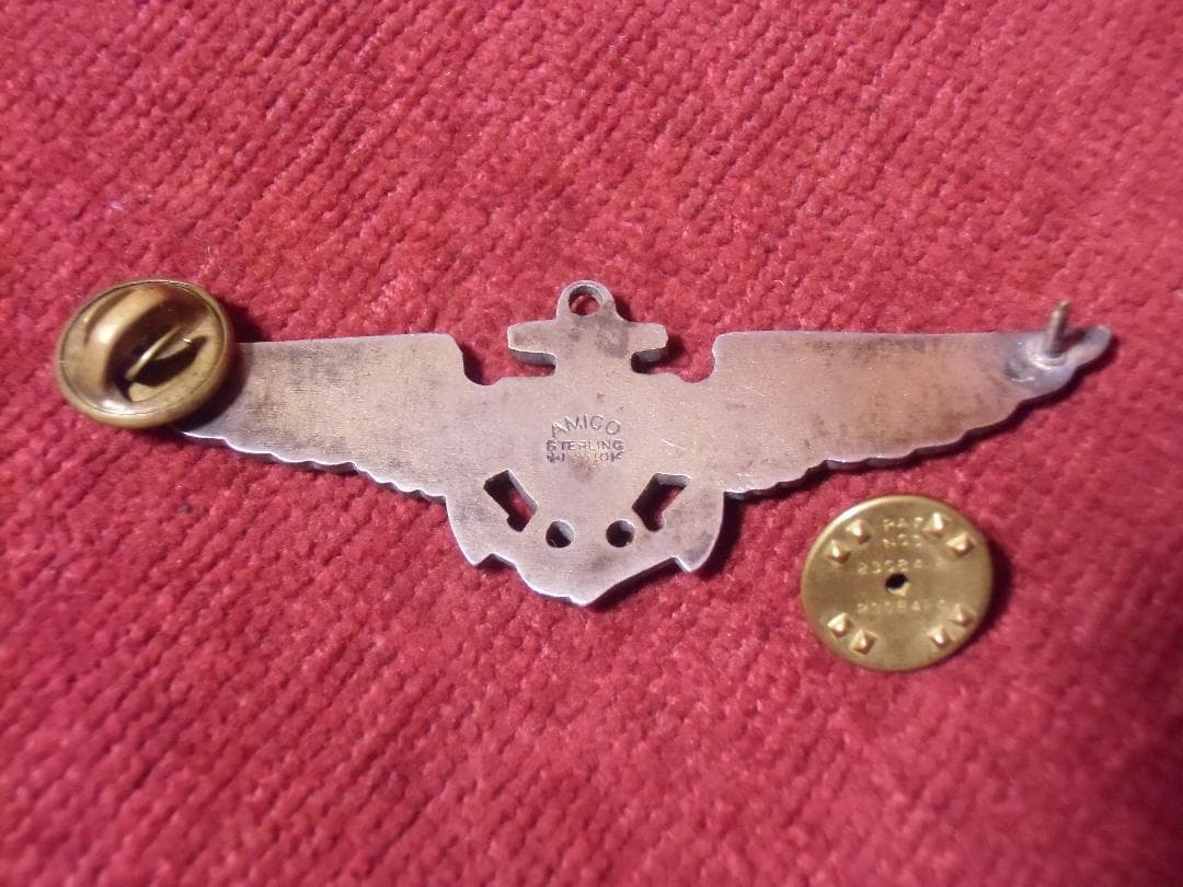 ★１９４０年代＊アメリカ軍＊海軍＊銀製＊パイロット章（実物）