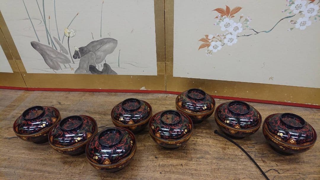 ☆松竹梅 蒔絵 煮物湾 10客セット☆ 漆器 浄法寺 秀衡椀 南部 懐石料理