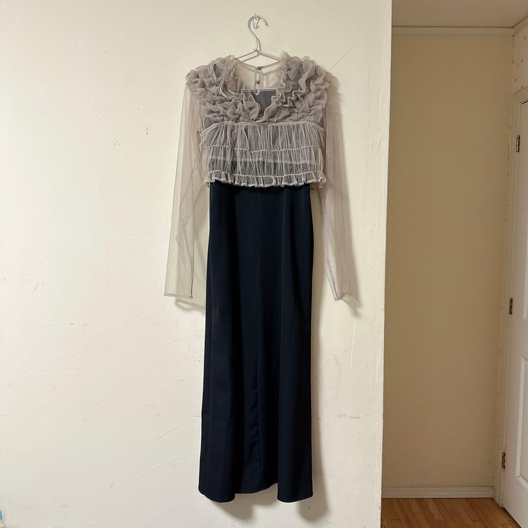 チュール ボリューム フリル ベスト シアー トップス ワンピース 3点セット