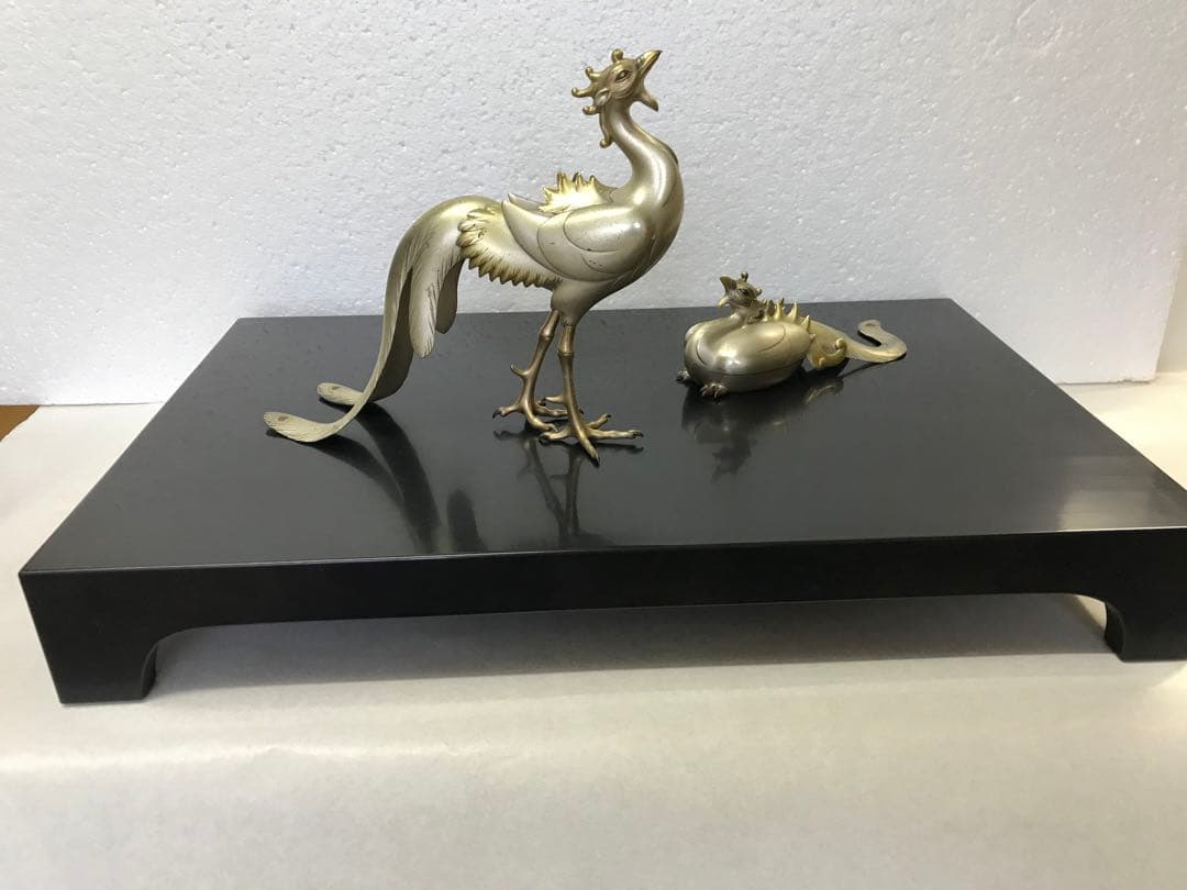 鋳銅:鳳凰置物(川和暁雲作)