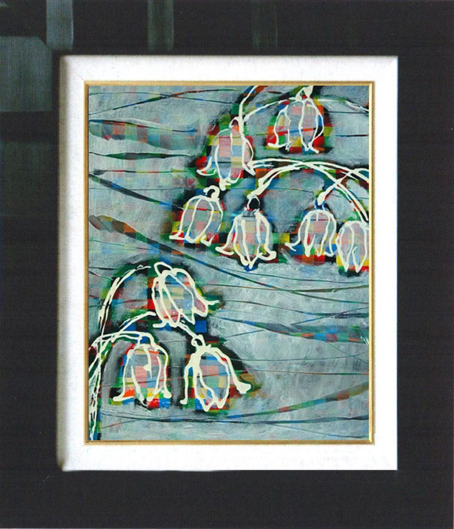 油絵 菅家令子 絵 絵画 インテリア 額付(黒) F4-090116 花すずらん
