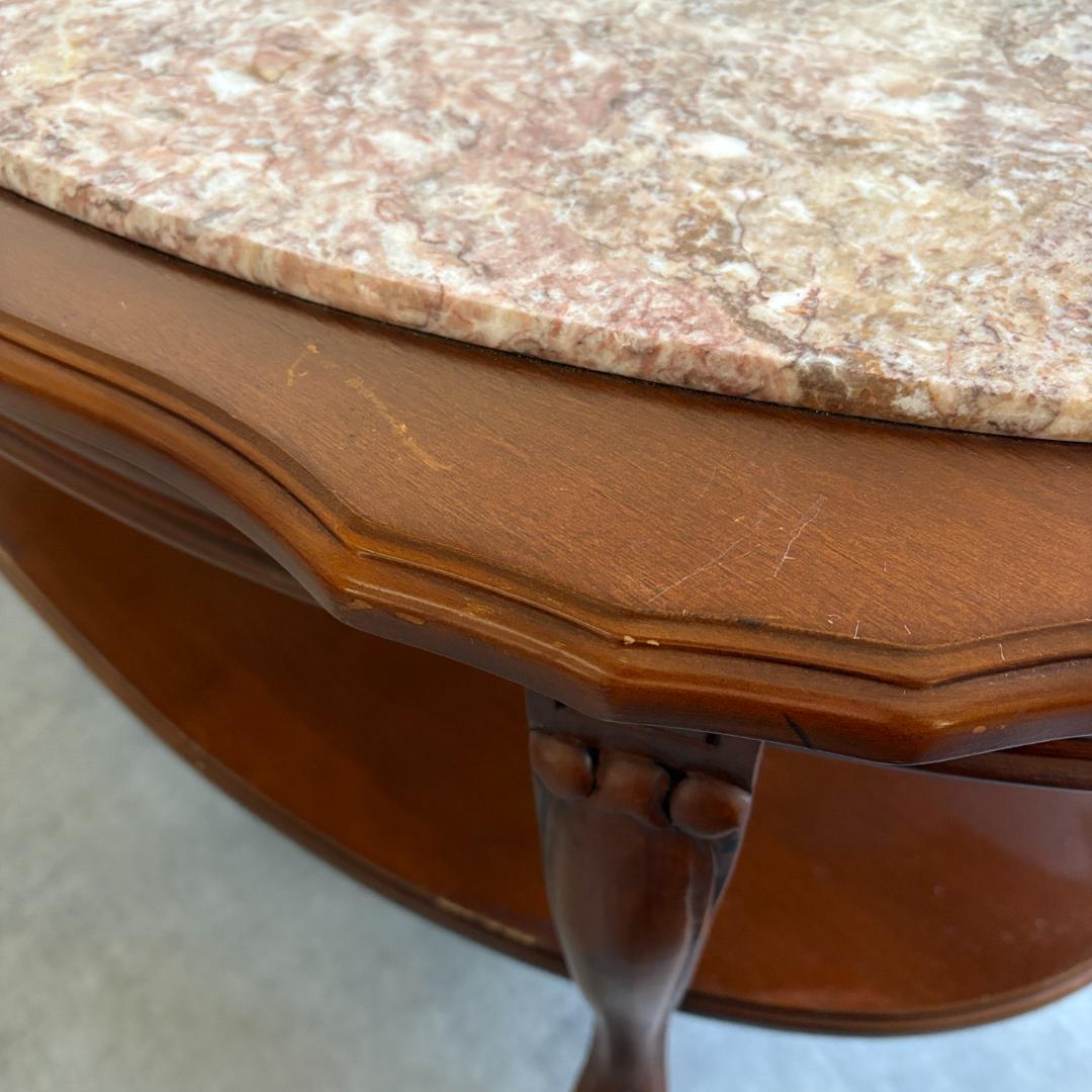 ロココ調 猫脚×大理石風天板 センターテーブル