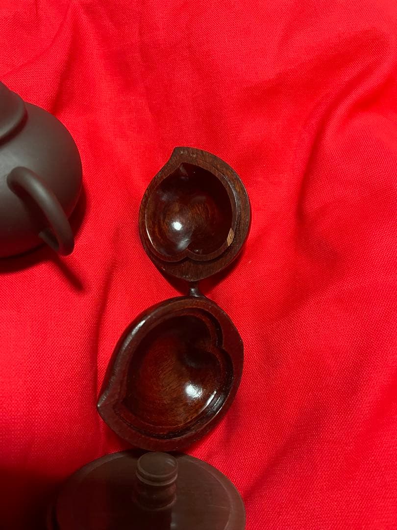 中国茶器紫泥朱泥宜興紫砂江蘇茶玩茶寵 急須1茶入1蓋付湯呑2茶寵4(年数経過品)