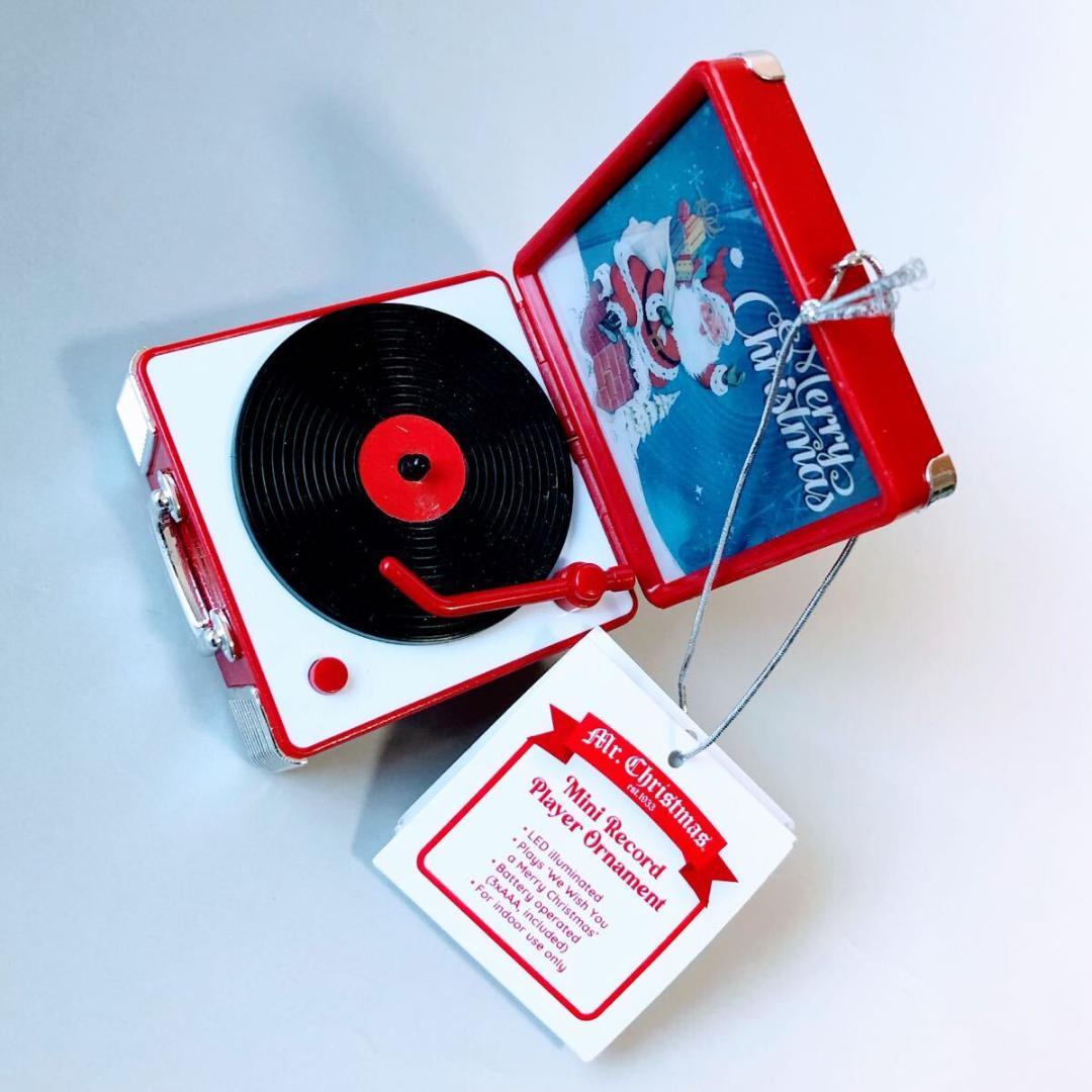#3884【可愛い】ミスタークリスマス ライトアップ ミニ レコードプレーヤー