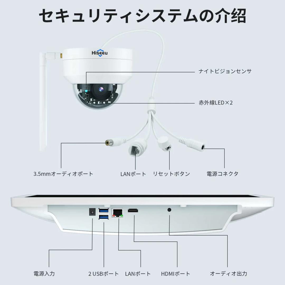 【Aランク】15インチ液晶一体型本体ワイヤレス500万画素PTZカメラ4台セット