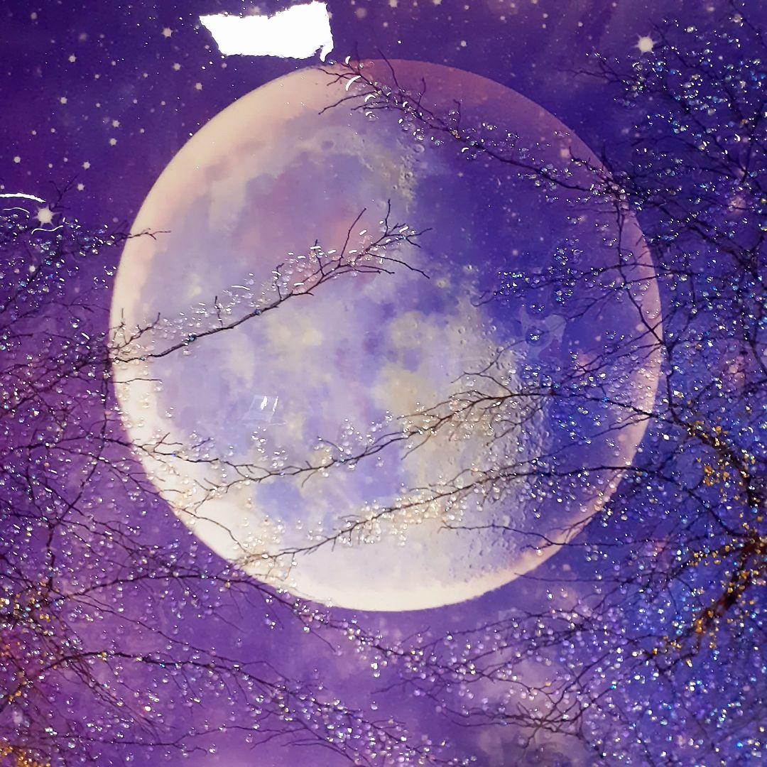 輸入雑貨　天然石　『星空満月』　風景画　水晶石　クリスタル　フレーム付き