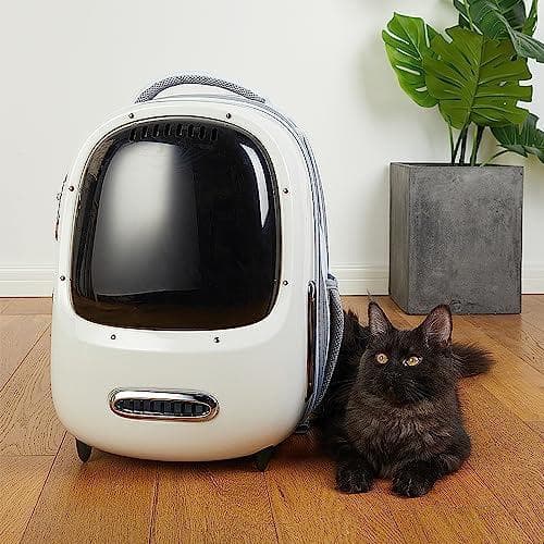 PETKIT猫用キャリーバッグ ペット 通気性 飛び出し防止(クリームホワイト)
