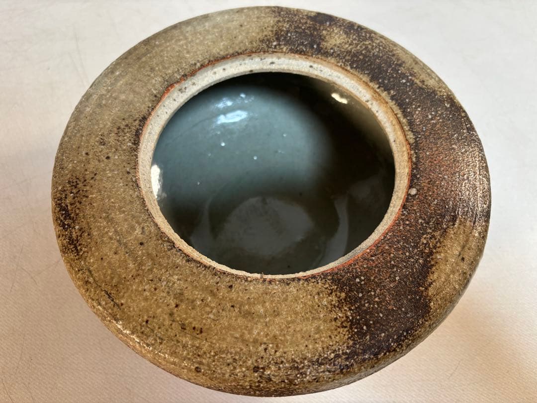 信楽焼　蓋付き陶器 陶印有り　 茶道具　平水指