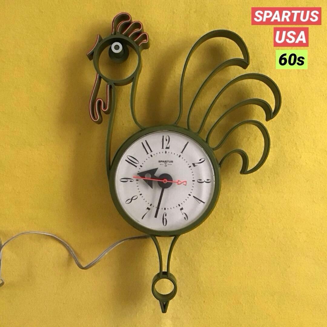60s アメリカ製 SPARTUS 掛け時計 にわとり ビンテージ