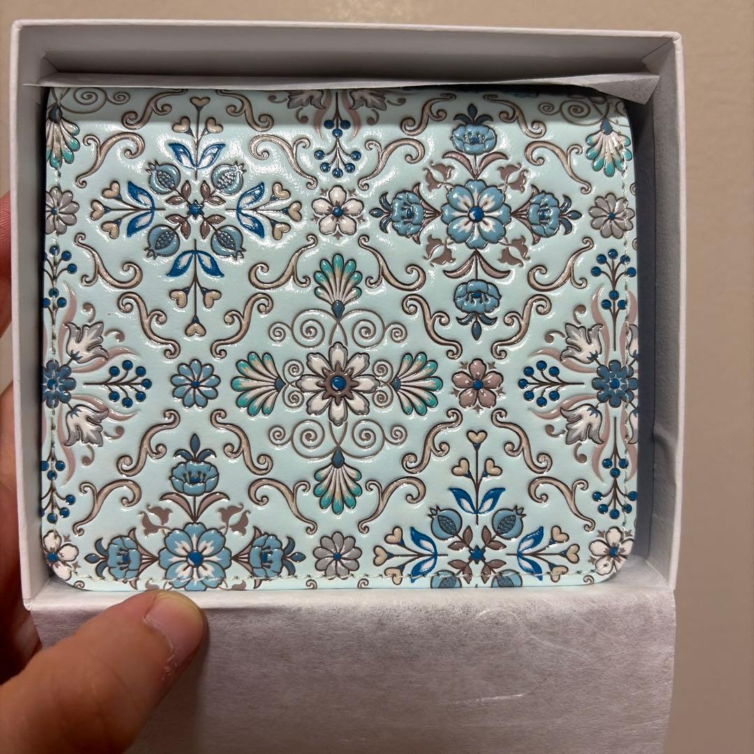 【新品未使用】浅草文庫 シルクロード 友禅染 江戸小紋 二つ折り 財布 日本製