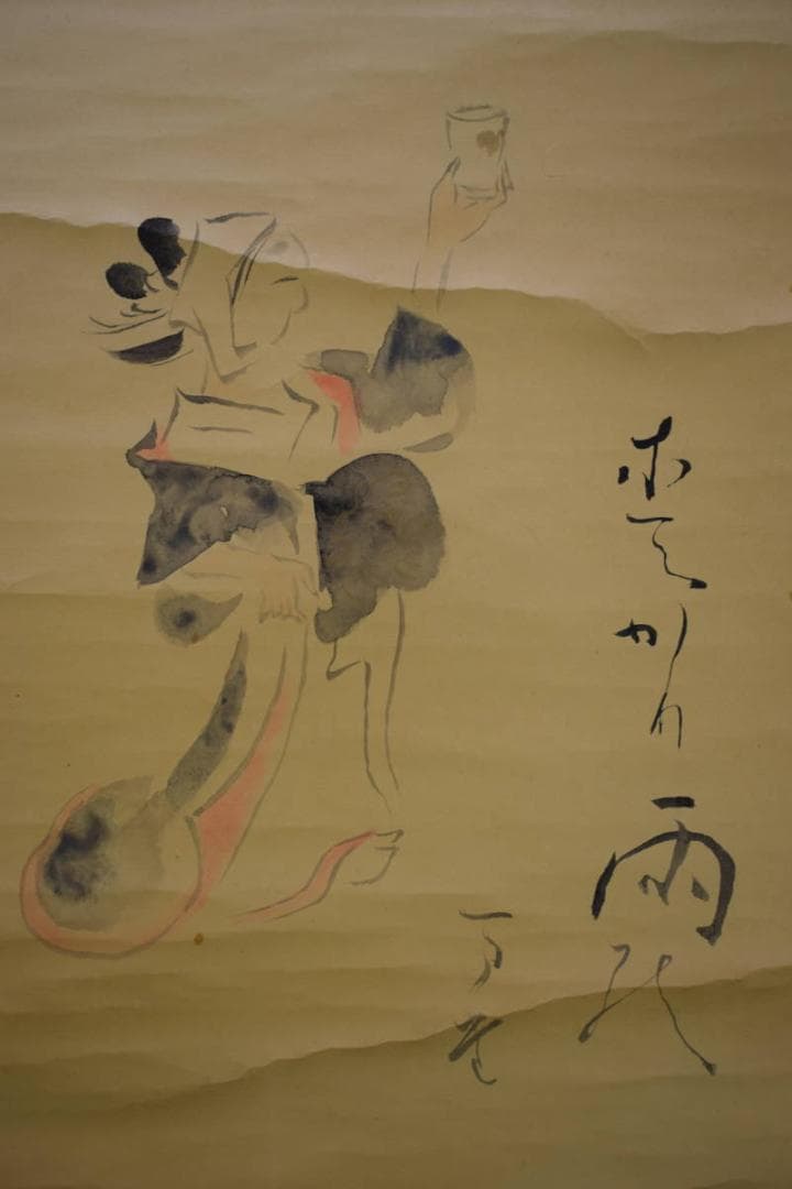 不詳/作者不詳/人物画賛/杉共箱付/布袋屋掛軸HG-11