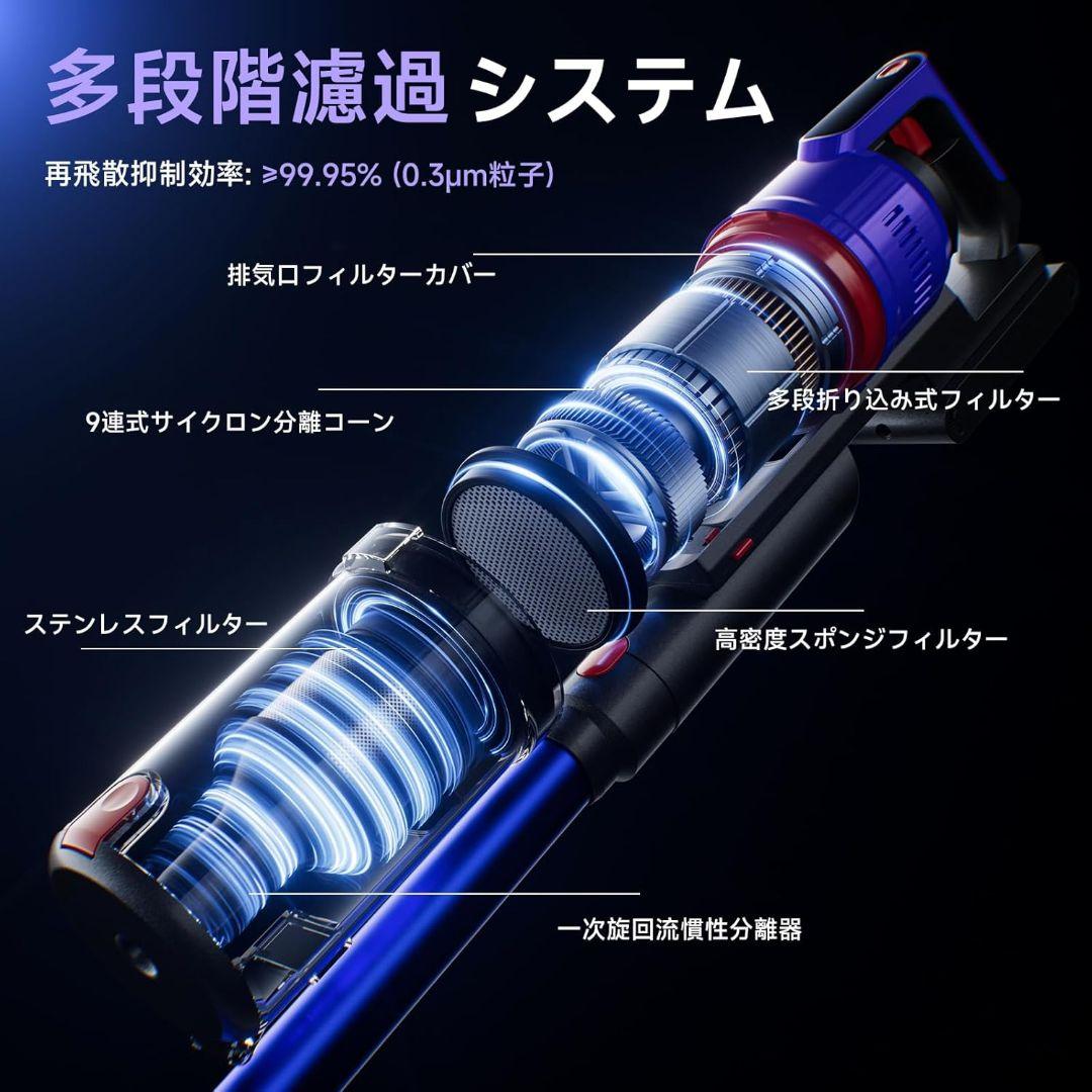 掃除機 コードレス　自立式 スタンド不要 軽量　着脱式バッテリー 　低騒音