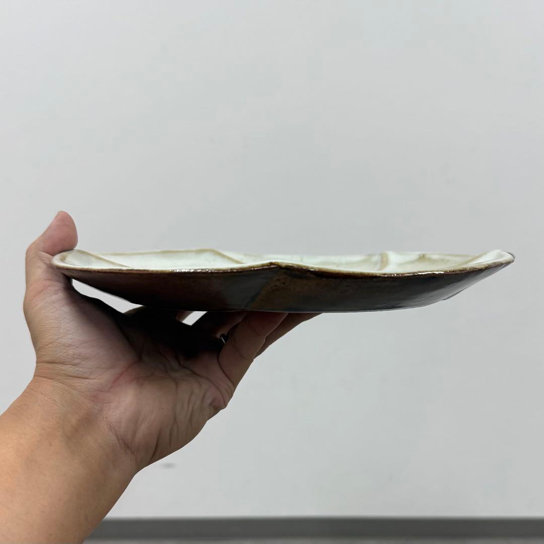 SNT1165 久田宗也 尋牛斎書付　膳所焼　練梅菓子器　菓子皿　共箱