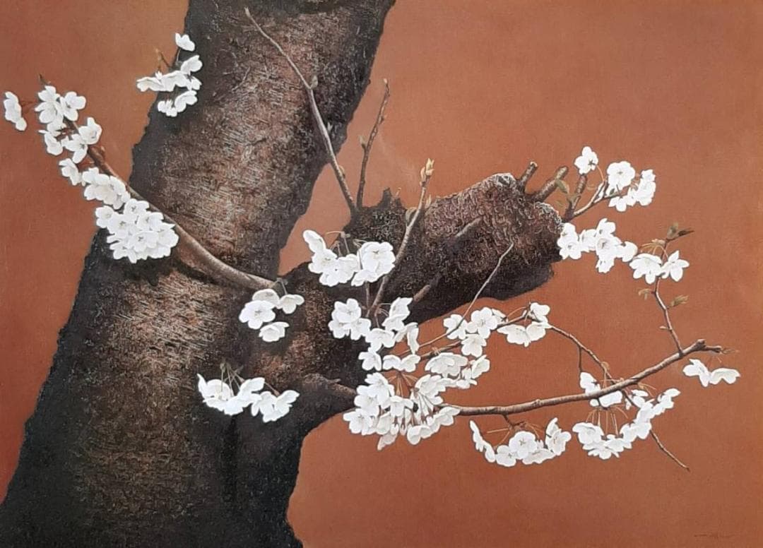 河合美江、「白桜譜」、希少画集の額装画、四季、風景、人気作品