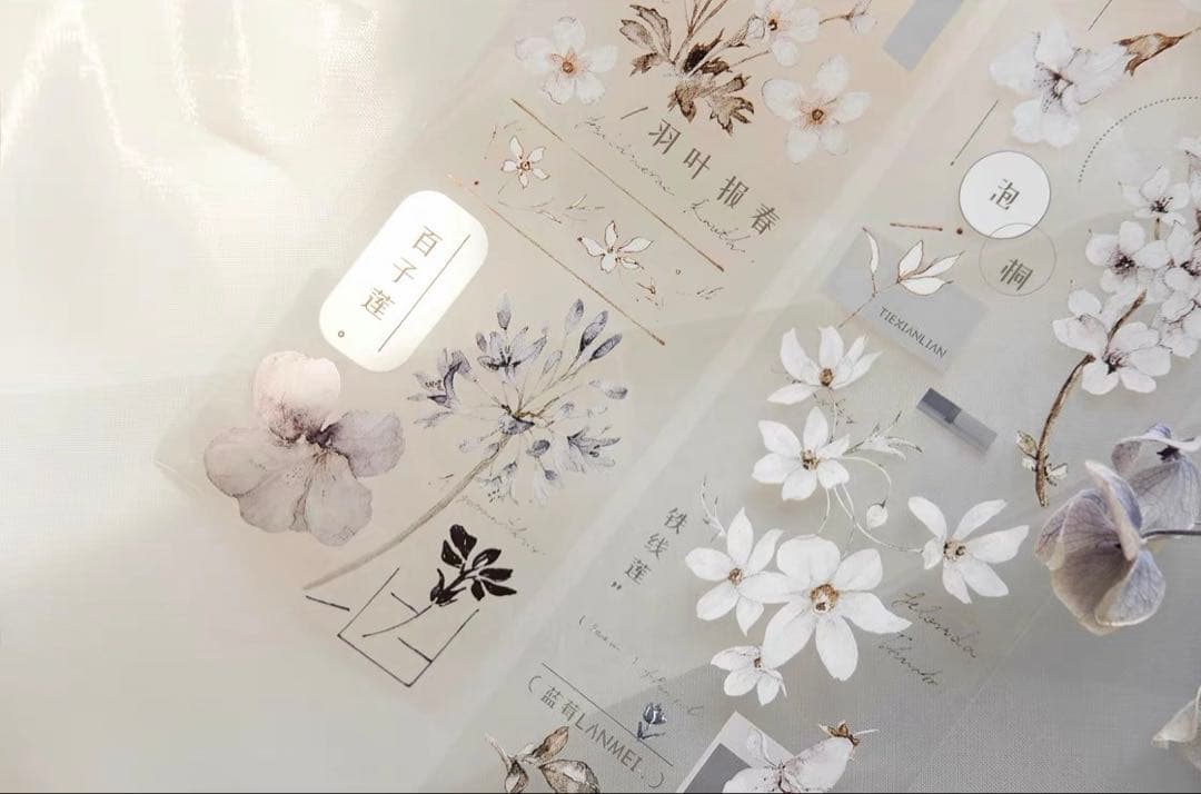 雀斑茶《素白・雾蓝》海外マスキングテープ　マステ 【2614】