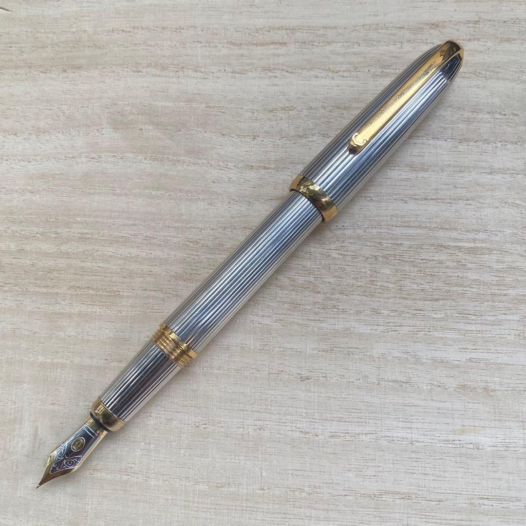 ルイ・カルティエ ゴドロン シルバーコンポジット 万年筆 18K 字幅 F