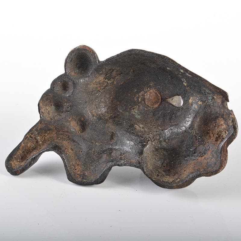 中国　古銅　猿　燭立　置物　C　R6344