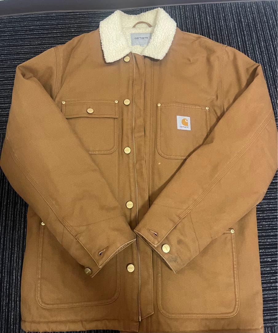 早いもの勝ち！カーハートWIP☆ワンポイントロゴ　裏地ボア　ダックカバーオール