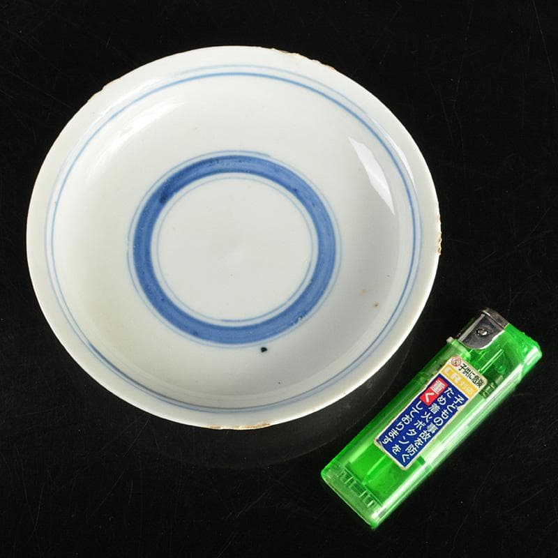 和食器　九谷焼　古九谷　角福銘　染付　古染写　丸文皿　小皿　十客　V　R7019