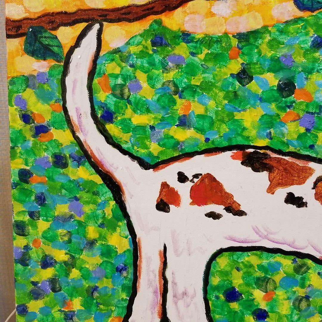 油絵　FUUTA確認　友だちの歌を聴く犬