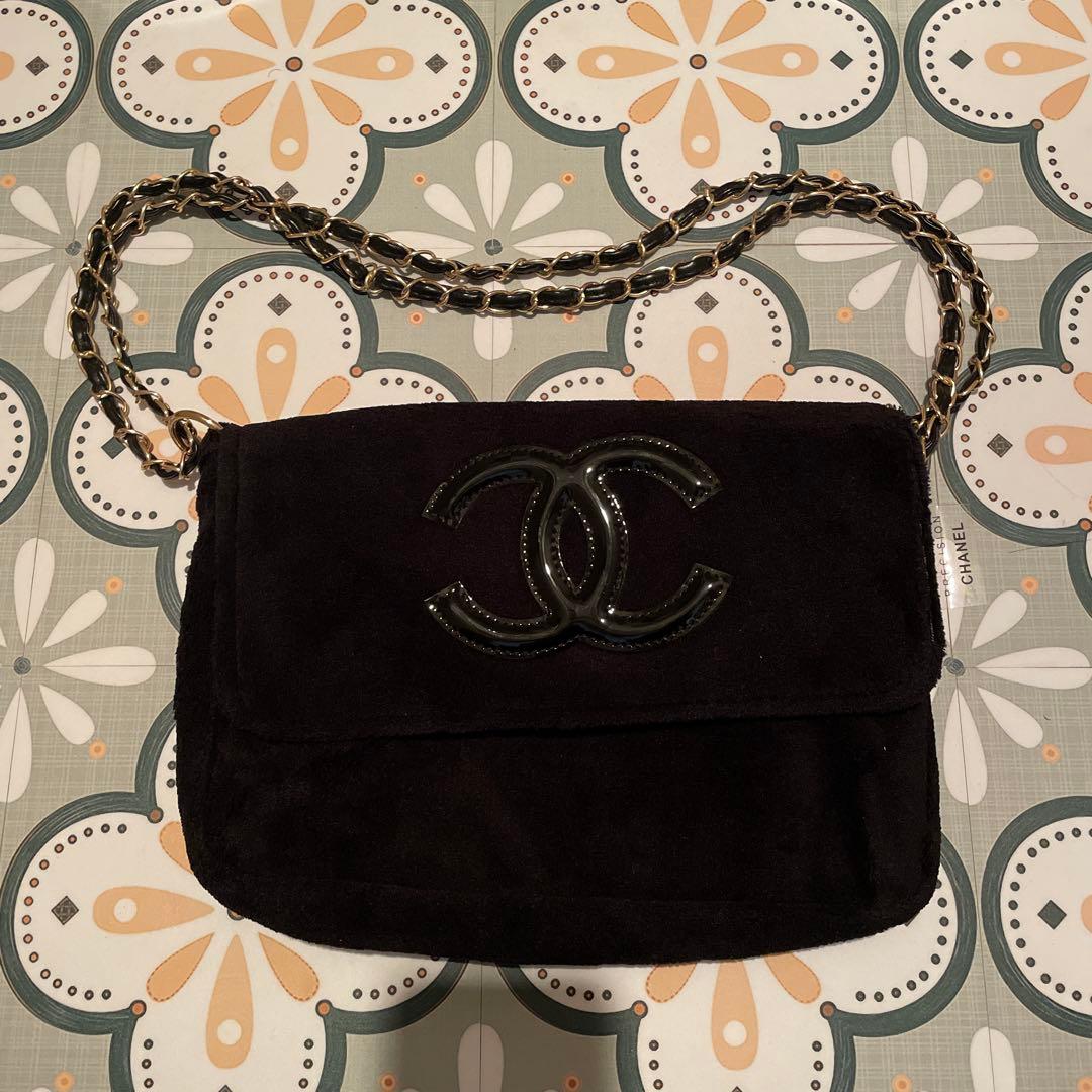 CHANEL チェーンショルダーバッグ　ブラックロゴ